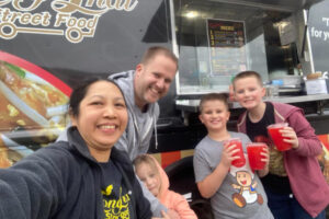 Peter Berg and Family Stop by to support TTSF, with Strawberry Limeade